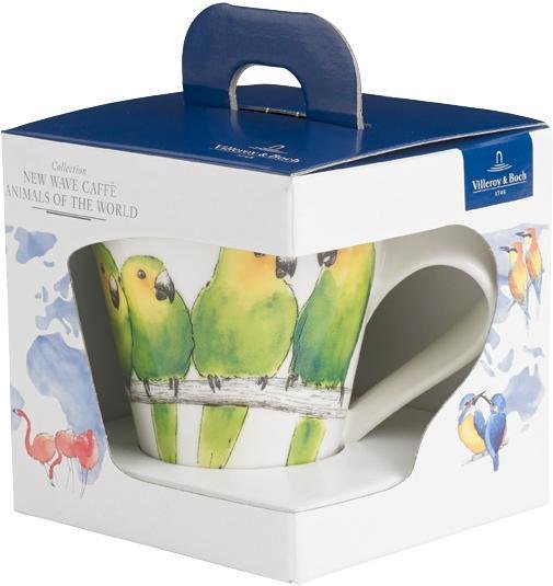 Villeroy & Boch New Wave Caffè Animals of the World - Braunwangensittich Becher mit Henkel in Geschenkverpackung 0,24 L