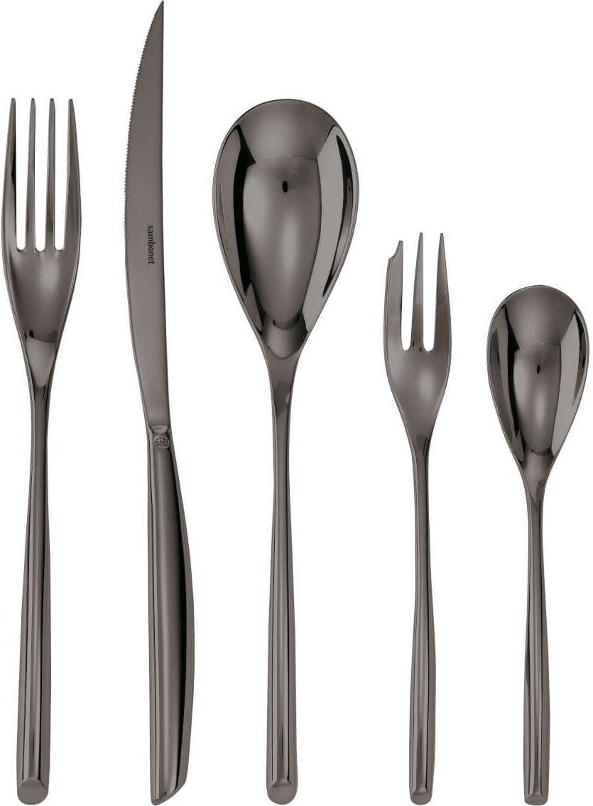 Sambonet Bamboo - Edelstahl / PVP schwarz Besteckset 30-tlg. Vollheft / Monoblock