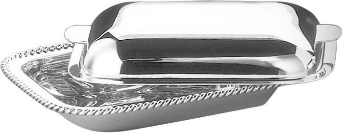 Robbe & Berking Kordelrand 925 Sterling Silber Butterdose 16,5x12,5 cm
