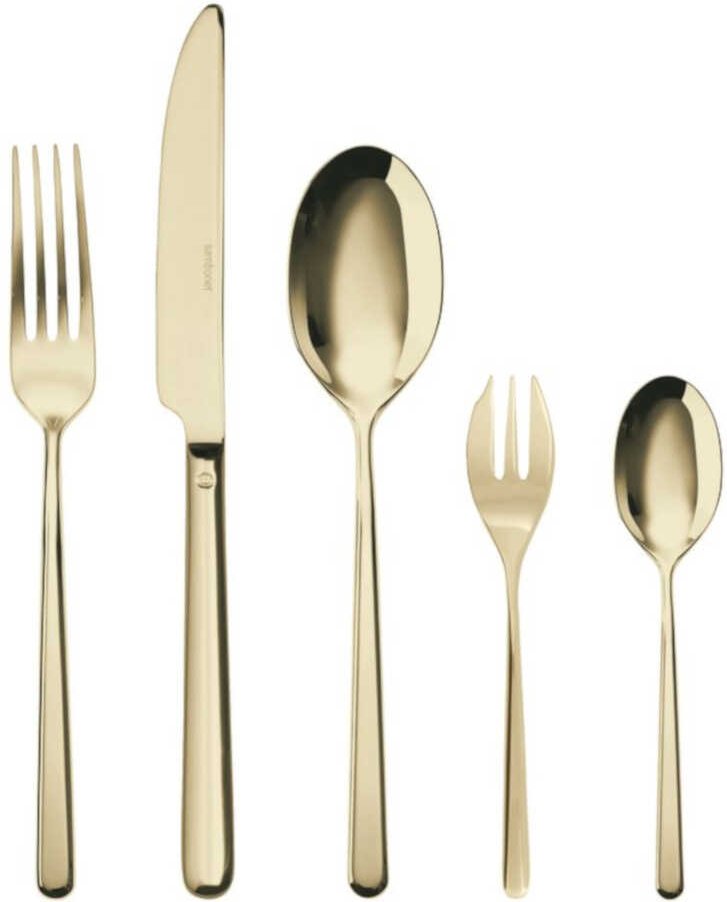 Sambonet Linear - Edelstahl / PVD champagnerfarben Besteckset 30-tlg. Vollheft / Monoblock