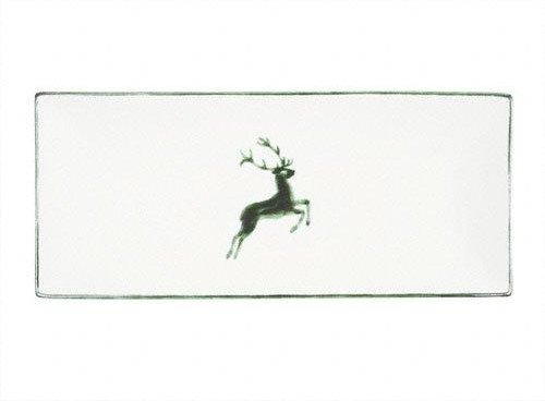 Gmundner Keramik Grüner Hirsch Platte rechteckig 36x15x2,8 cm
