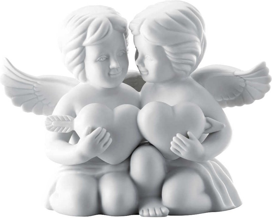 Rosenthal Engelpaar mit Herz groß weiß matt 14,5 cm