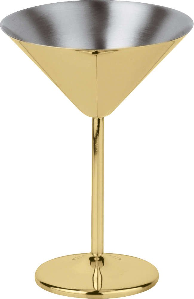 Sambonet Paderno Bar Utensils - Edelstahl / PVD Gold Martinischale / Cocktailschale h: 16,5 cm / 200 ml