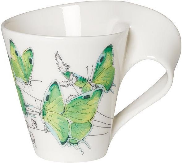 Villeroy & Boch New Wave Caffè Animals of the World - Deep Green Hairstreak Becher mit Henkel groß in Geschenkverpackung...