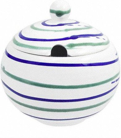 Gmundner Keramik Traunsee Zuckerdose glatt mit Ausschnitt 10 cm