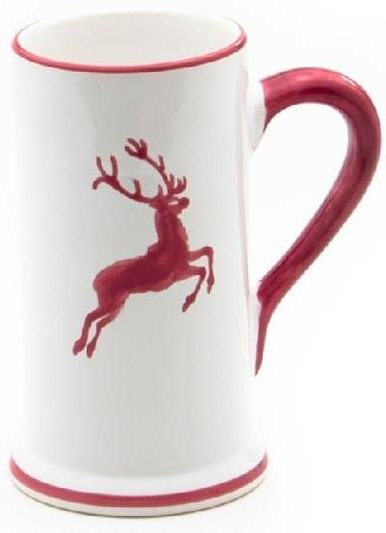 Gmundner Keramik Bordeauxroter Hirsch Bierkrug Form-A Klein 0,3 L / h: 14 cm