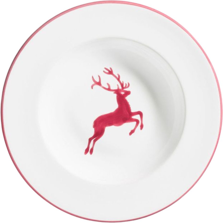 Gmundner Keramik Bordeauxroter Hirsch Suppenteller Gourmet 24 cm