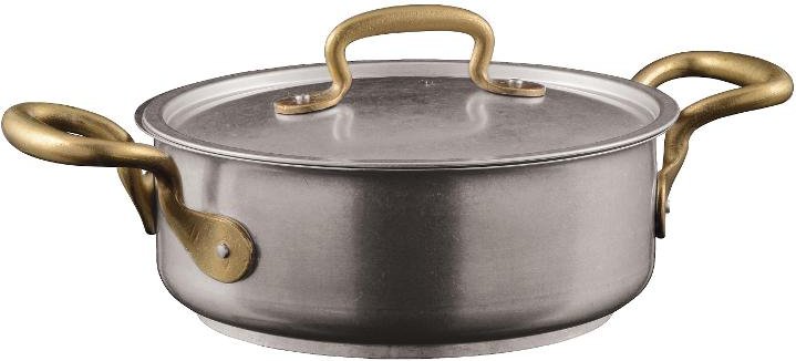 Sambonet 1965 Vintage - Edelstahl matt 18/10 Bratentopf mit Deckel d: 24 cm / h: 8 cm / 3,7 L