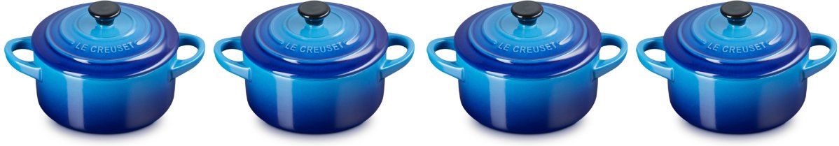 Thumbnail - Le Creuset Poterie Kochen & Backen Mini-Cocotte Azure Blue Set 4-tlg.