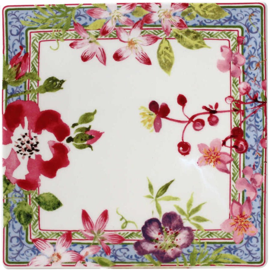 Gien 'Millefleurs' Platte eckig klein 17 x 17 cm