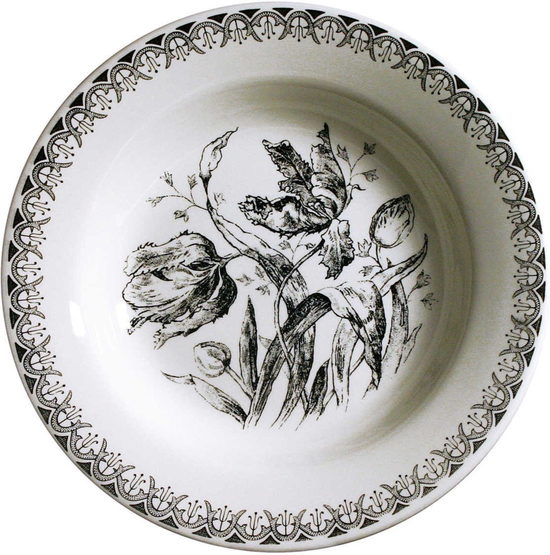 Gien 'Tulipes Noires' Platte rund tief 31 cm
