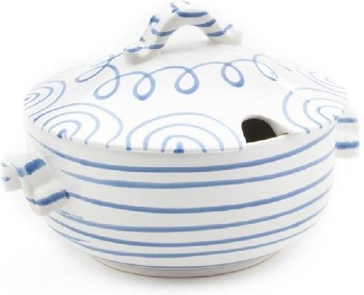 Gmundner Keramik Blaugeflammt Suppentopf glatt 2 L