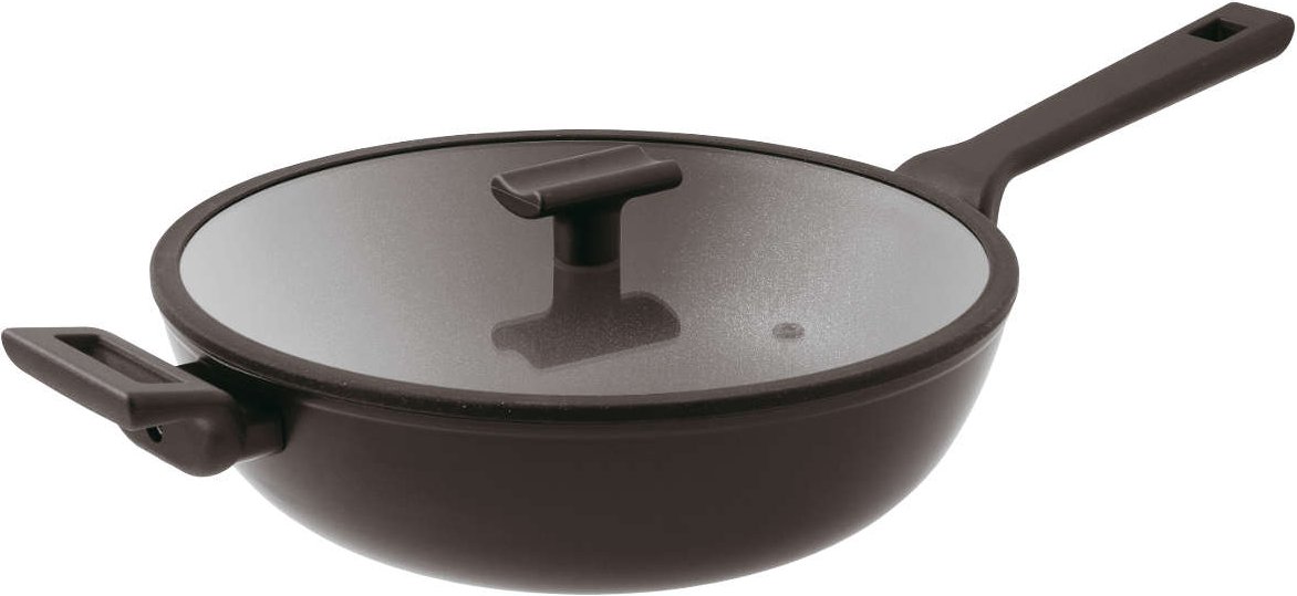 Sambonet Titan Pro Aluminium Schwarz Wok mit Deckel antihaft d: 30 cm / h: 9,2 cm / 5 L