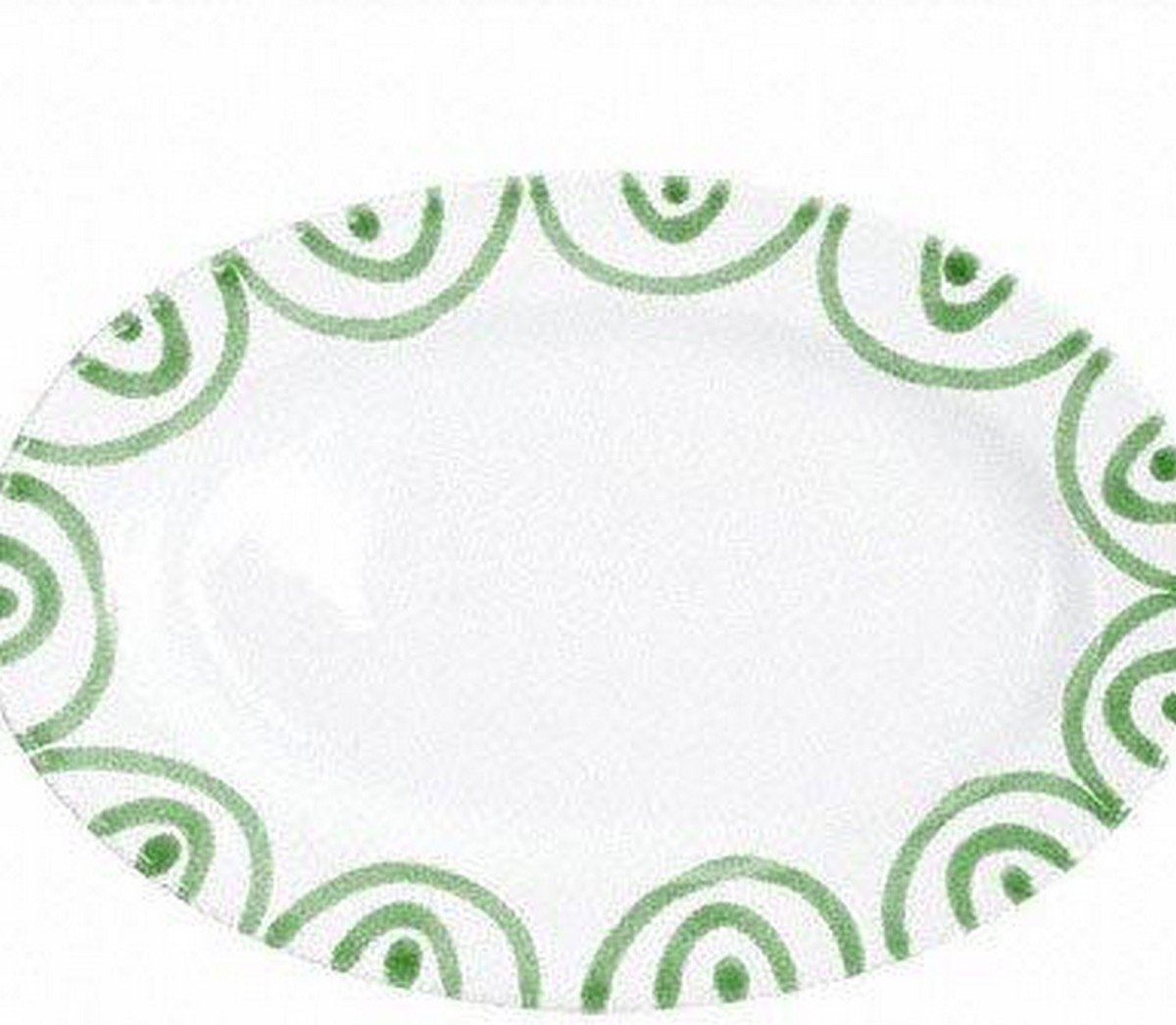 Gmundner Keramik Grüngeflammt Platte oval mit Fahne Gourmet 21x14x2,1 cm