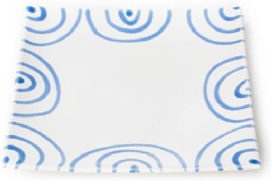 Gmundner Keramik Blaugeflammt Dessertteller / Frühstücksteller 20x20x2,6 cm