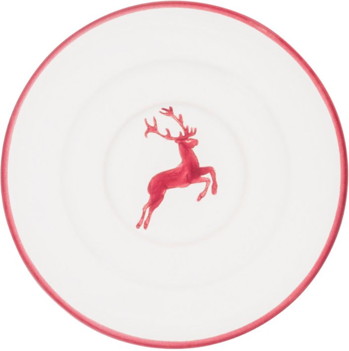 Gmundner Keramik Bordeauxroter Hirsch Espresso-Untertasse Gourmet 11 cm