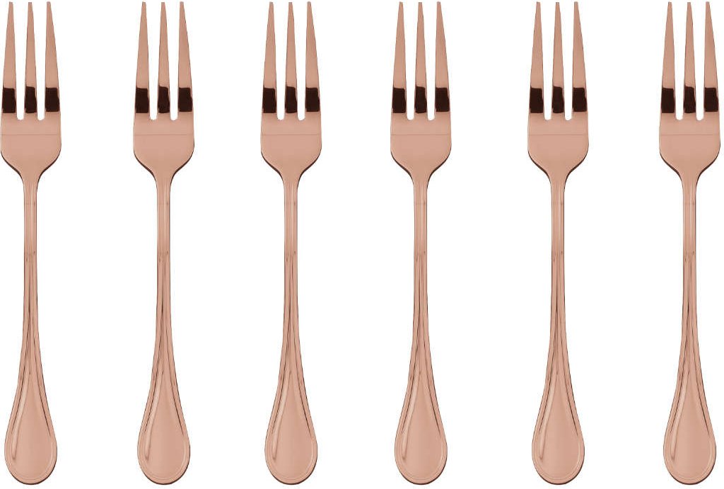 Sambonet Royal - Edelstahl / PVD Kupfer Kuchengabel Set 6-tlg.