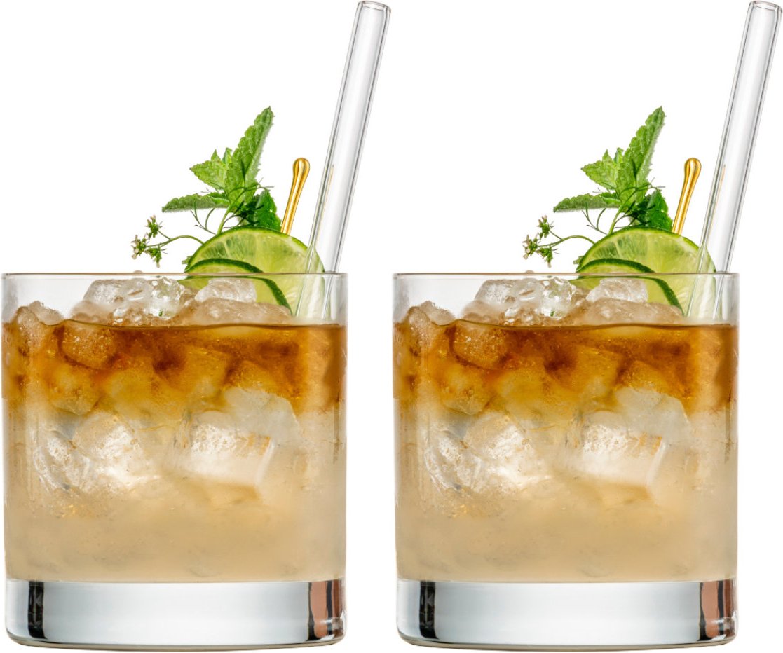 Eisch Secco Flavoured Rumcocktail Gläser mit Trinkhalmen in Geschenkröhre Set 4-tlg. 0,4 L