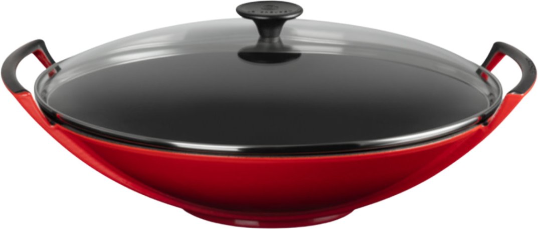 Le Creuset Woks Wok mit Glasdeckel Kirschrot 36 cm