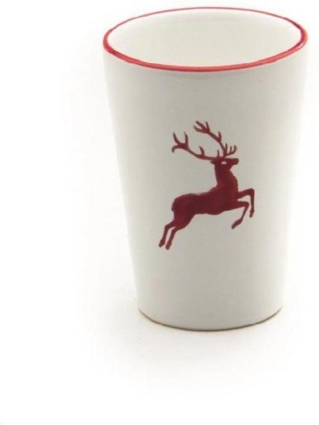 Gmundner Keramik Rubinroter Hirsch Trinkbecher 0,28 L / h: 11 cm