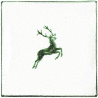 Gmundner Keramik Grüner Hirsch Dessertteller / Frühstücksteller 20x20x2,6 cm