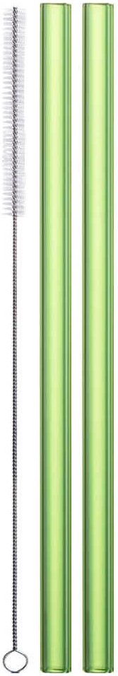 Eisch Gentleman Trinkhalm Glas Grün Set 2-tlg. mit Reinigungsbürste - im Geschenkkarton l: 20 cm / d: 9 mm