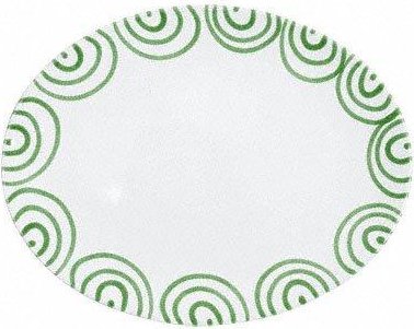 Gmundner Keramik Grüngeflammt Platte oval 33x26x2,5 cm