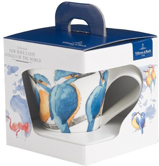 Villeroy & Boch New Wave Caffè Animals of the World - Eisvogel Becher mit Henkel in Geschenkverpackung 0,24 L