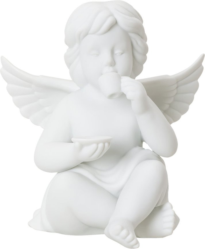 Rosenthal Engel mit Kaffeetasse mittel weiß matt 10 cm