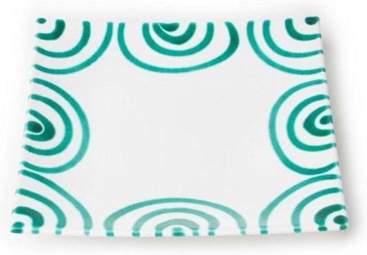 Gmundner Keramik Grüngeflammt Dessertteller / Frühstücksteller 20x20x2,6 cm