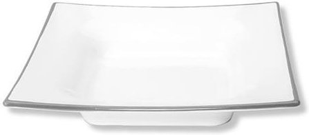 Thumbnail - Gmundner Keramik Grauer Rand Suppenteller eckig Trend 20x20 cm