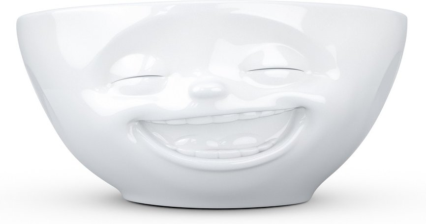 TV Tassen Schale klein weiß lachend 0,35 L