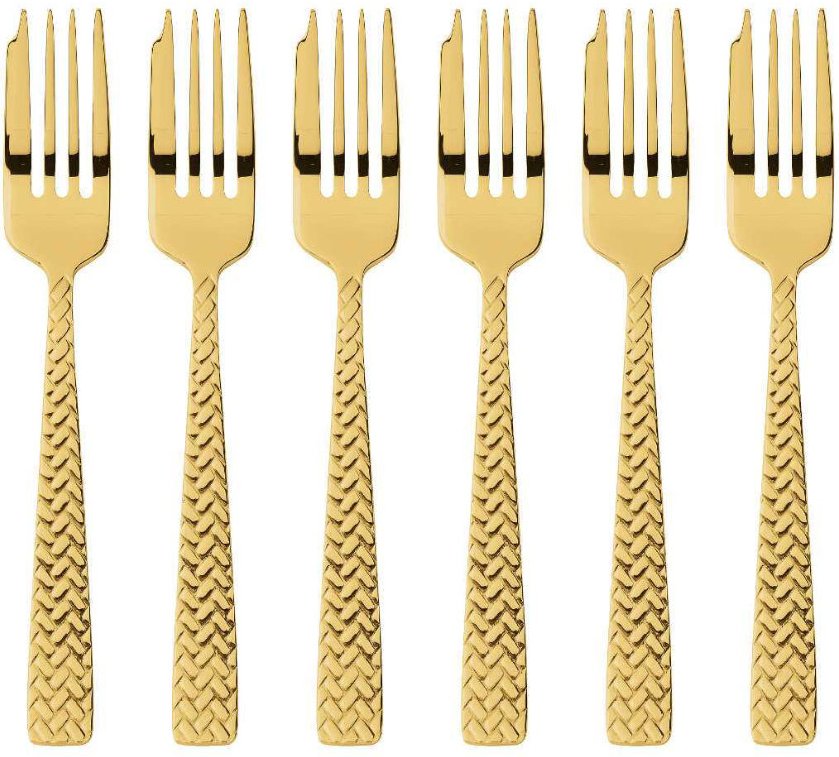 Sambonet Cortina - Edelstahl / PVD Gold Kuchengabel Set 6-tlg.