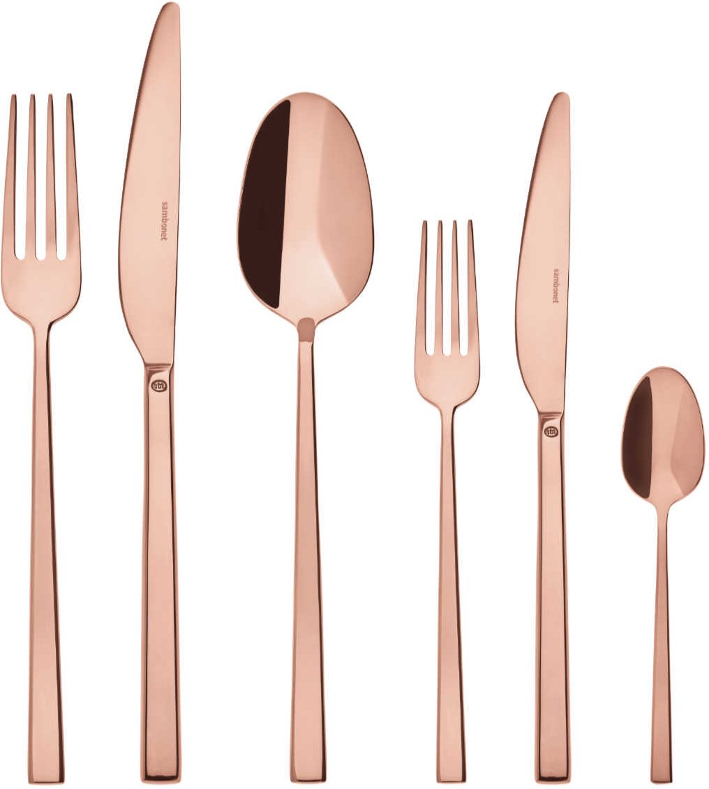 Sambonet Rock - Edelstahl / PVD Kupfer Besteckset 36-tlg.