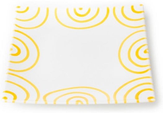 Gmundner Keramik Gelbgeflammt Dessertteller / Frühstücksteller 20x20x2,6 cm