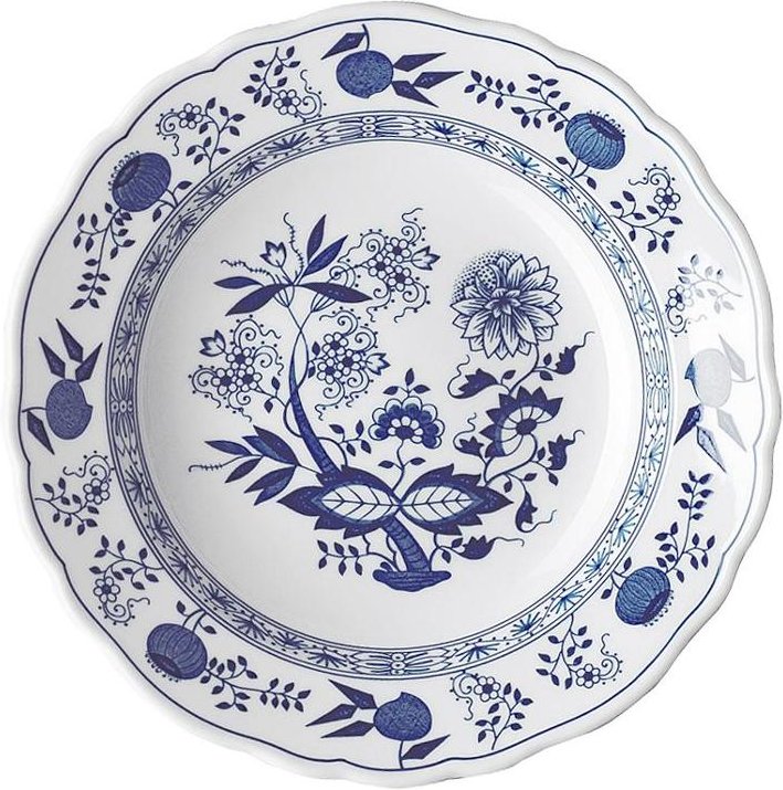 Thumbnail - Hutschenreuther Blau Zwiebelmuster Suppenteller (Fahne) 23 cm