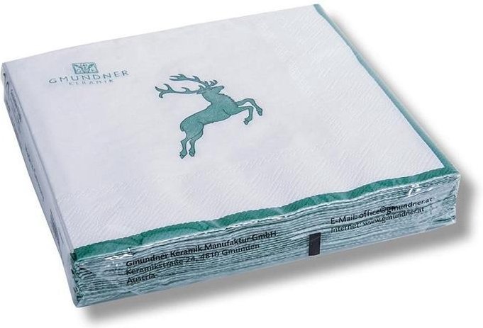 Gmundner Keramik Grüner Hirsch Servietten Lunch 33x33 cm 20 Stück