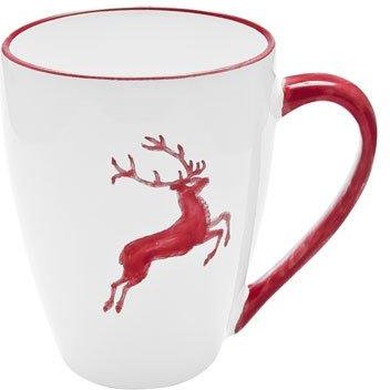 Gmundner Keramik Rubinroter Hirsch Frühstücksbecher Max 0,3 L / h: 10,5 cm