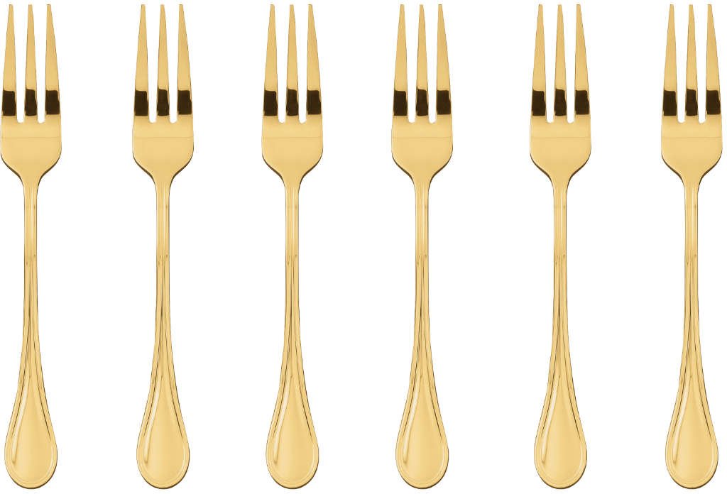 Sambonet Royal - Edelstahl / PVD Gold Kuchengabel Set 6-tlg.