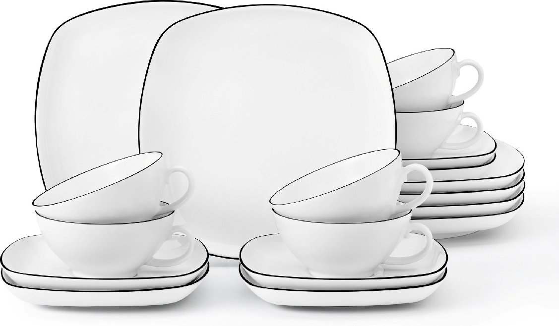 Seltmann Weiden Lido Black Line Tee-Set eckig klein 18-tlg.