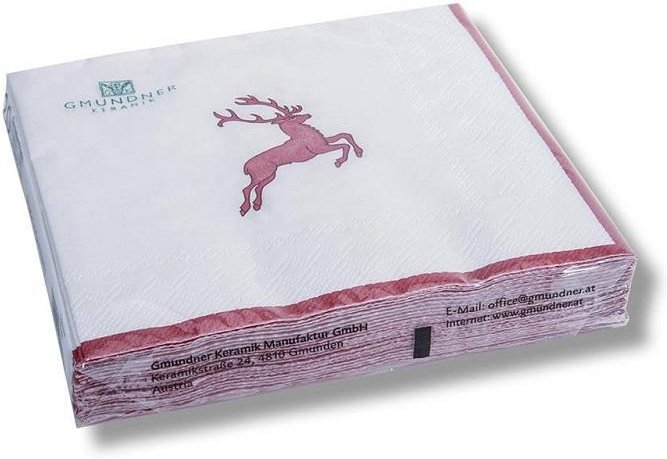 Gmundner Keramik Bordeauxroter Hirsch Servietten Lunch 33x33 cm 20 Stück