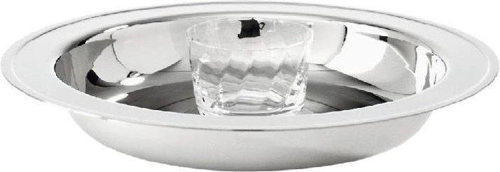 Sambonet Elite - Edelstahl 18/10 Austernplatte mit Kristalleinsatz 31 cm