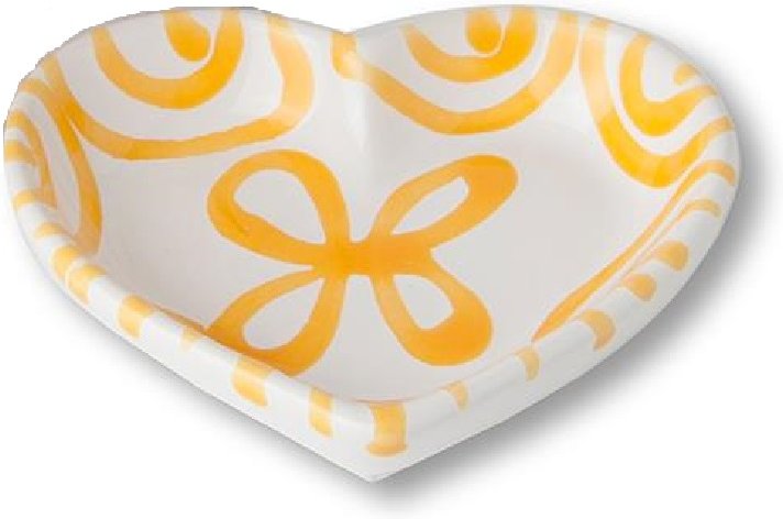 Gmundner Keramik Gelbgeflammt Herzschale d: 10 cm / h: 2,4 cm