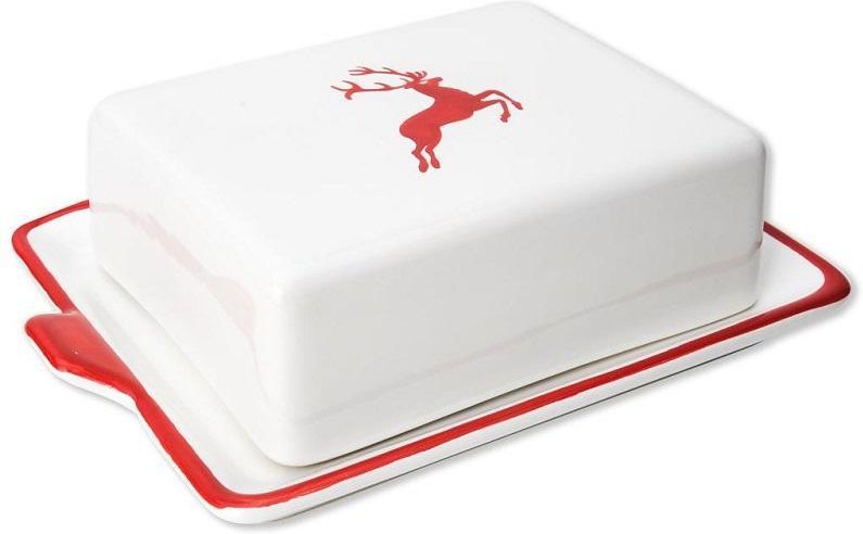 Gmundner Keramik Rubinroter Hirsch Butterdose 250 g