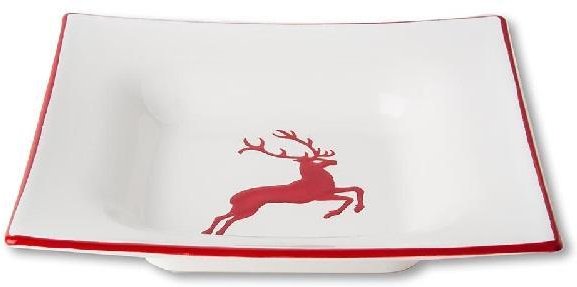 Thumbnail - Gmundner Keramik Rubinroter Hirsch Suppenteller 20x20x4,2 cm