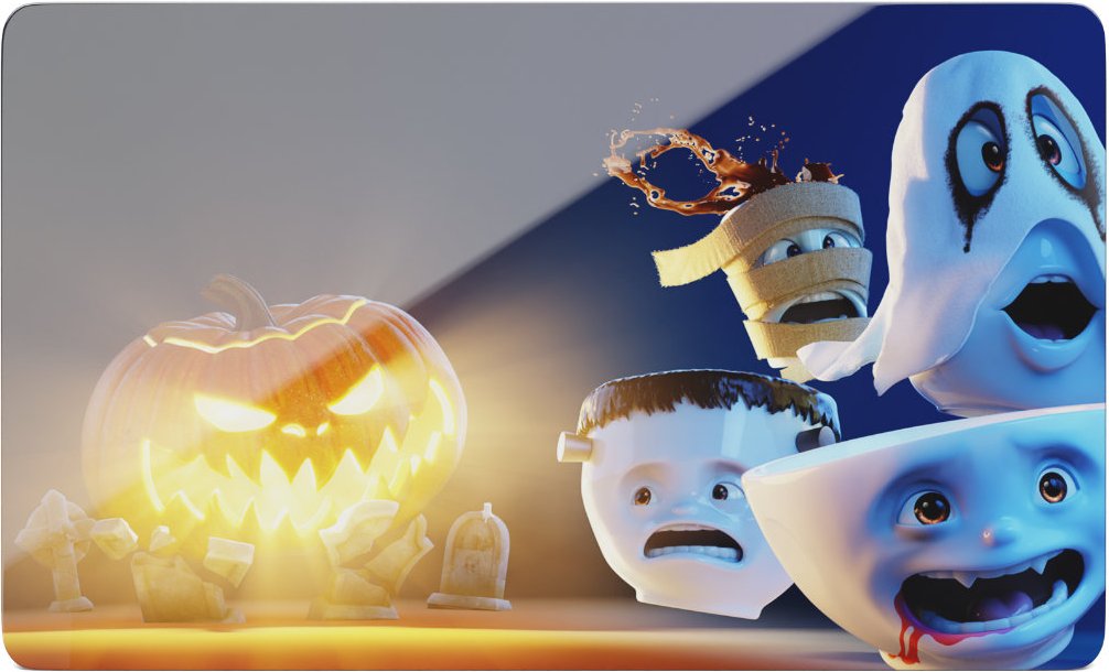 TV Tassen Frühstücksbrettchen Gruselig 23x14 cm