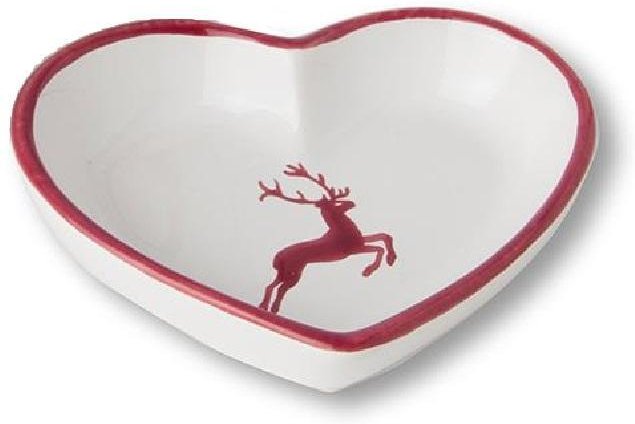 Gmundner Keramik Bordeauxroter Hirsch Herzschale d: 10 cm / h: 2,4 cm