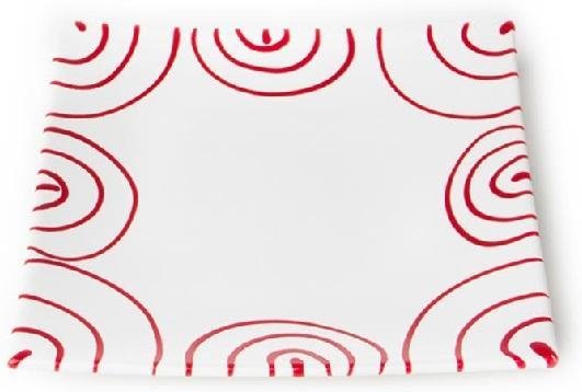 Gmundner Keramik Rotgeflammt Dessertteller / Frühstücksteller 20x20x2,6 cm