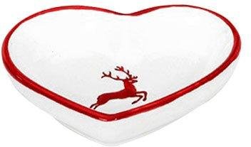 Gmundner Keramik Rubinroter Hirsch Herzschale d: 10 cm / h: 2,4 cm