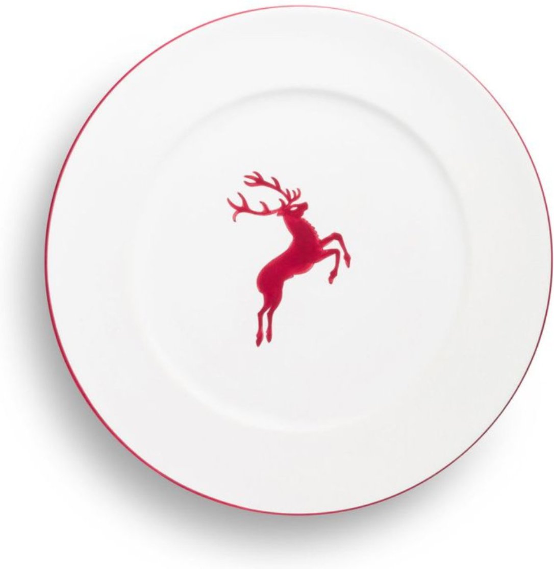 Gmundner Keramik Bordeauxroter Hirsch Speiseteller Gourmet 29 cm
